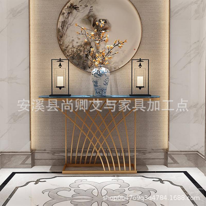 北欧玄关柜铁艺大理石客厅走廊边桌门厅装饰端景台简约现代玄关桌