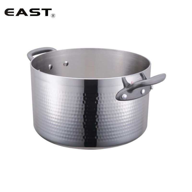 EAST东方厨具三层钢锤印商用锅高身西餐牛排酱汁锅铸耳料理锅煮锅