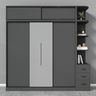 推拉门实木衣柜家用卧室柜子出租屋简易组装房间挂式衣橱现代简约