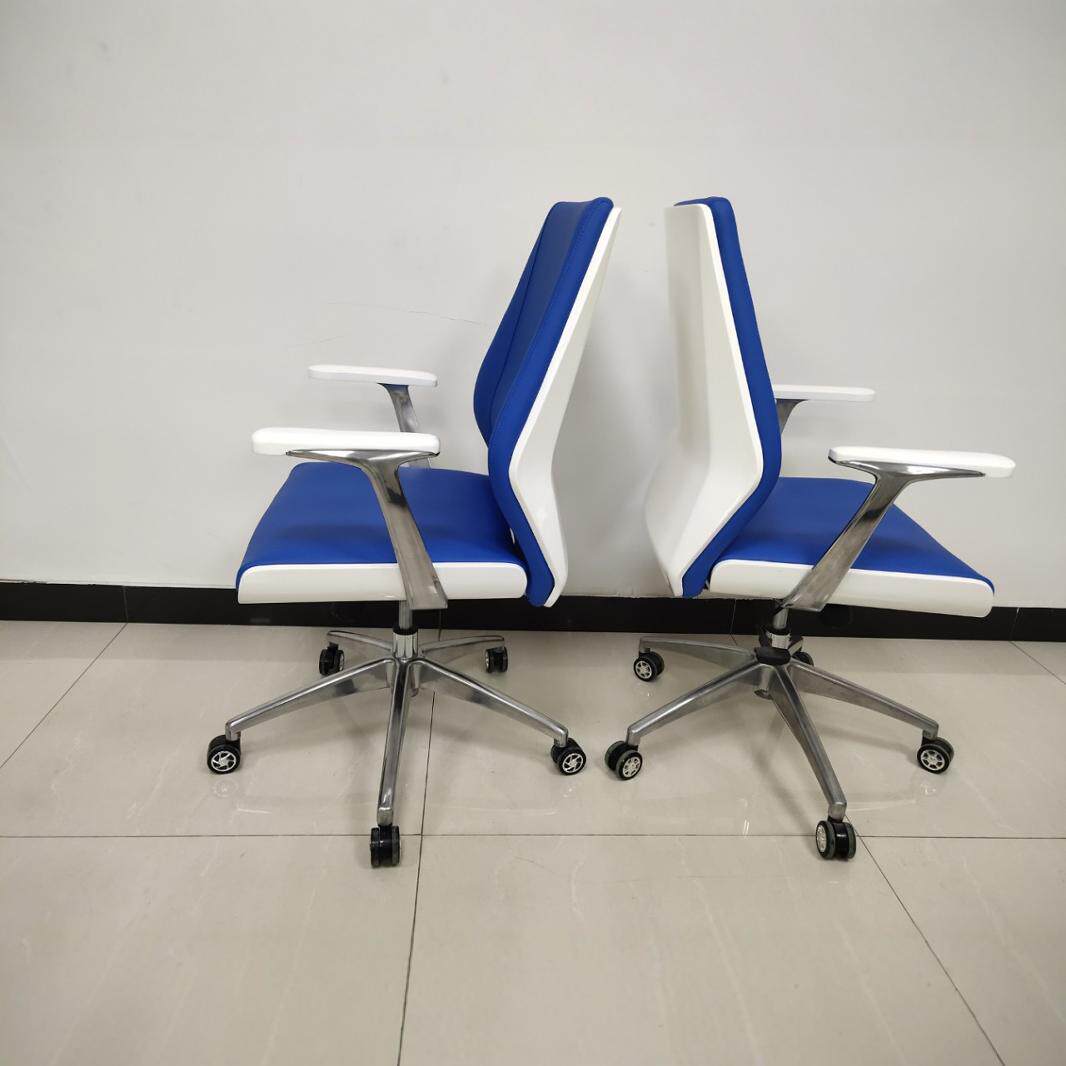 老板椅皮质白色烤漆板高端轻奢办公椅设计师升降旋转家用电脑椅子