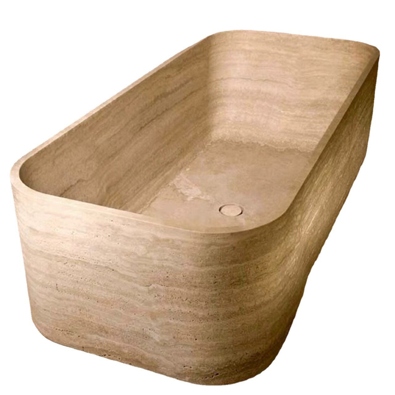 TravertineBathtub意大利罗马洞石石灰华工艺品浴缸石头餐桌茶几