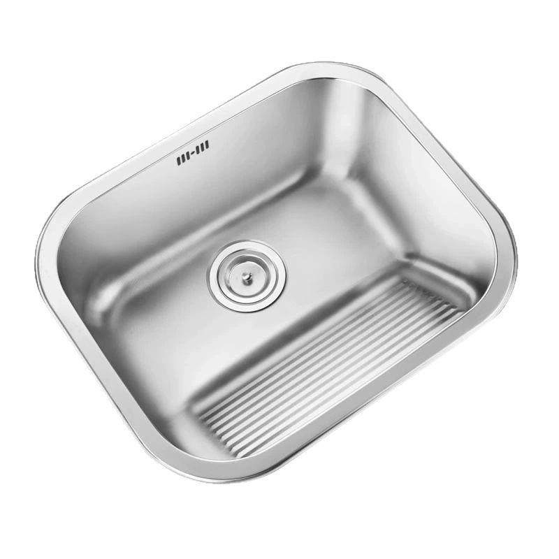 水槽304不锈钢洗衣盆洗衣水槽带搓衣板一体式大单槽商品房阳台用