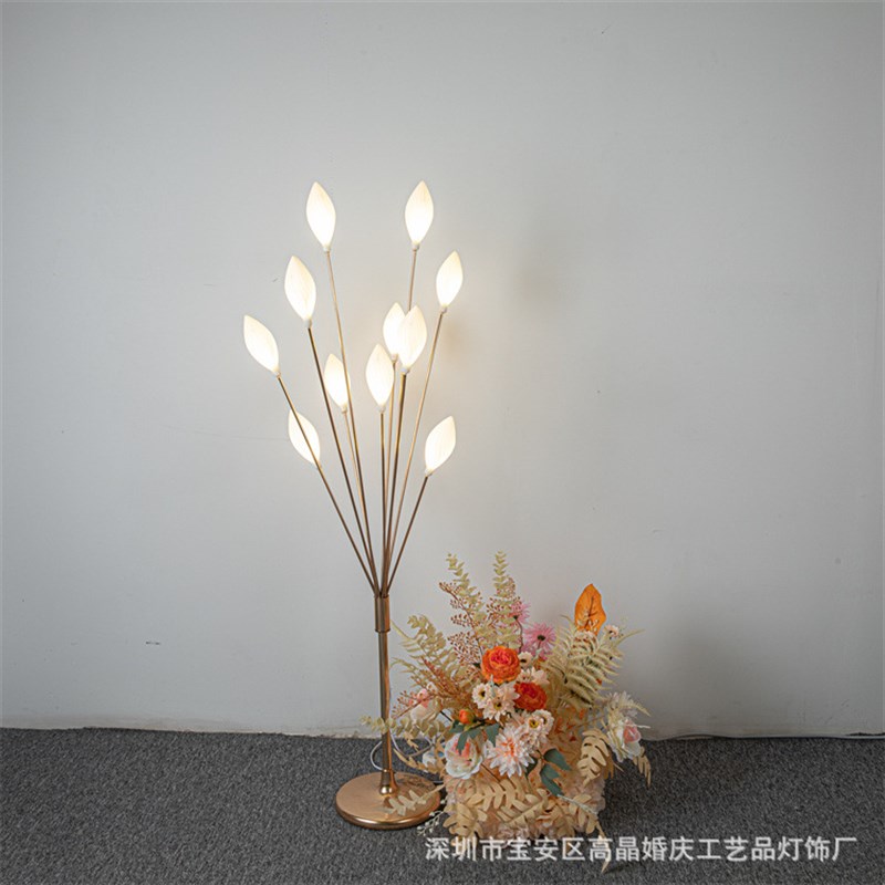 婚庆道具11头铁艺橄榄果路引奶白花蕾泡泡灯婚礼布置舞台装饰摆件