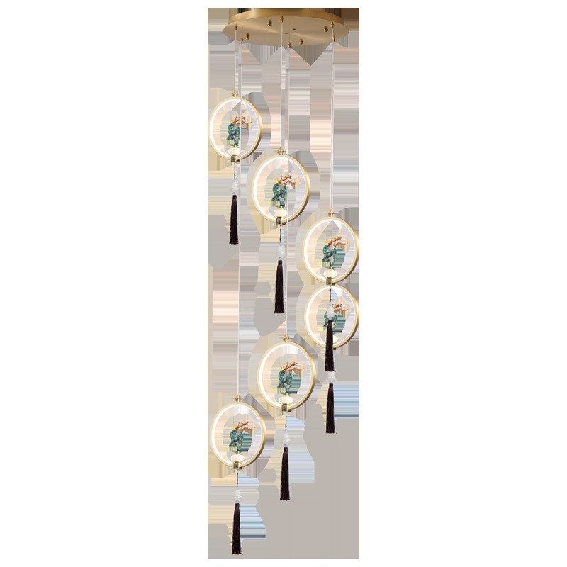 新中式全铜实木吊灯中国风别墅楼中楼大吊灯客厅灯酒店茶楼灯具