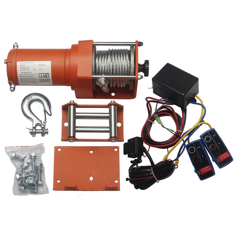 厂家直销ATV电动绞盘 2500磅配尼龙绳  小型电动绞盘