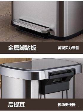 70大容量不缓锈钢垃圾房桶CSP酒店厨客厅无内桶薄盖L脚踏降收纳桶
