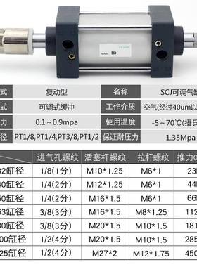 大推S力气动冲床行程可调气缸CJ563/8/0/100125x50x75x150-6640-1