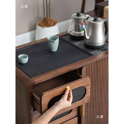 用胡柜桃木移动茶台茶水柜YH烧茶水壶一体实木边茶桌侧边柜办公室