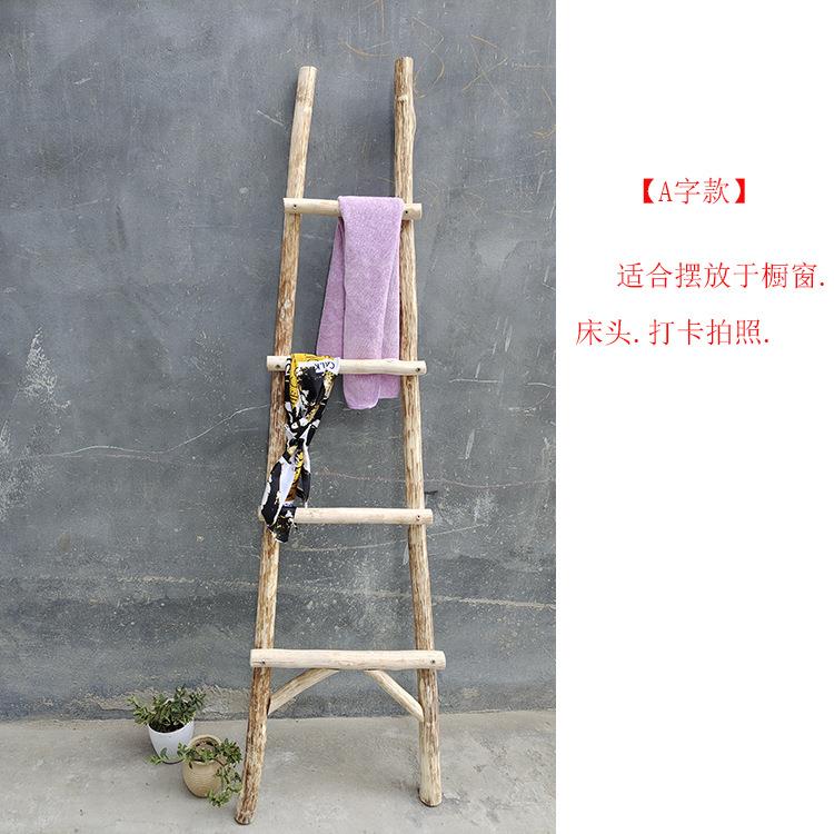 复古梯LWV木头装饰子落间地帽置物架衣架童装拍照道具房服装店挂
