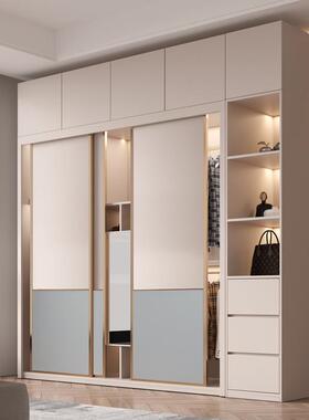 用欧式简约物推拉衣柜家卧室组装大门柜子现代移滑门小户IWI型储