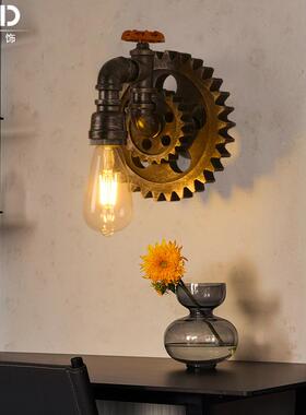 美式复l古水管壁灯工628业风餐厅道过水管壁灯个性e壁d铁艺水管灯