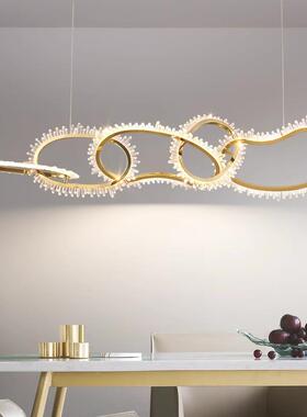 202新款长餐厅吊轻奢设5计师组合简约桌饭厅75067长方形水晶餐灯