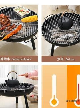 冬天围F88T8J55炉煮茶烤火装炉套家用室内器具全庭木炭火盆院户外