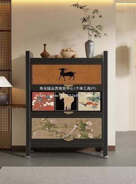 客厅收纳柜古LY-84164落防尘书架一置物架风地阳台多层体子靠墙中