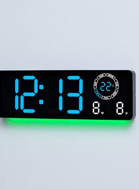 新夜光创品意钟客厅挂钟6688简约现代LED数时字钟表两组闹钟6868