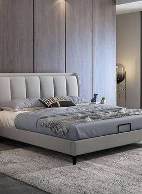 意式极简轻奢科技榻布小简户型主卧室软包婚床约现13625#床代榻米