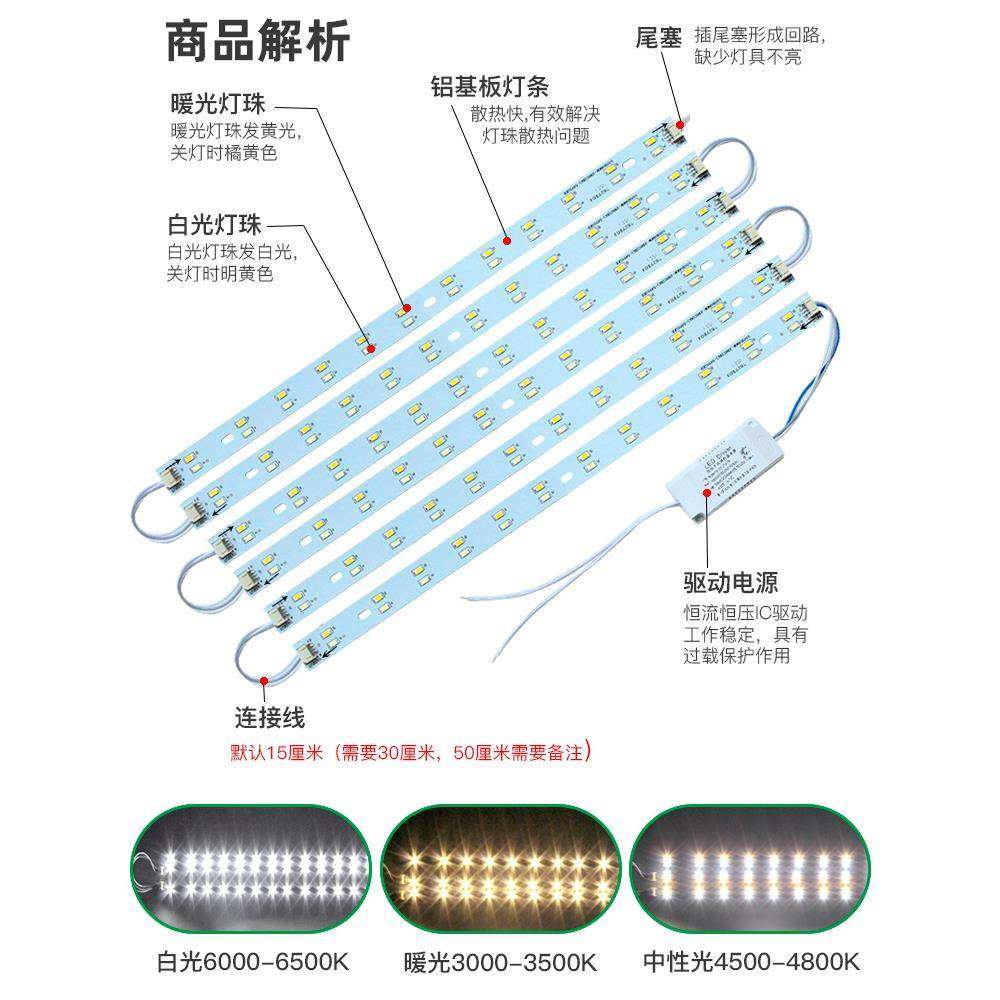 led吸顶替灯改造灯灯光源改装长条旧灯管圆形灯le换圆形芯灯条板,家装灯饰光源,LED球泡灯,淘宝优惠券,粉丝福利购,淘宝优惠卷