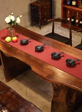 严选新根中式整板原餐茶桌仿古茶台AZM大板桌椅木组合雕茶几喝茶