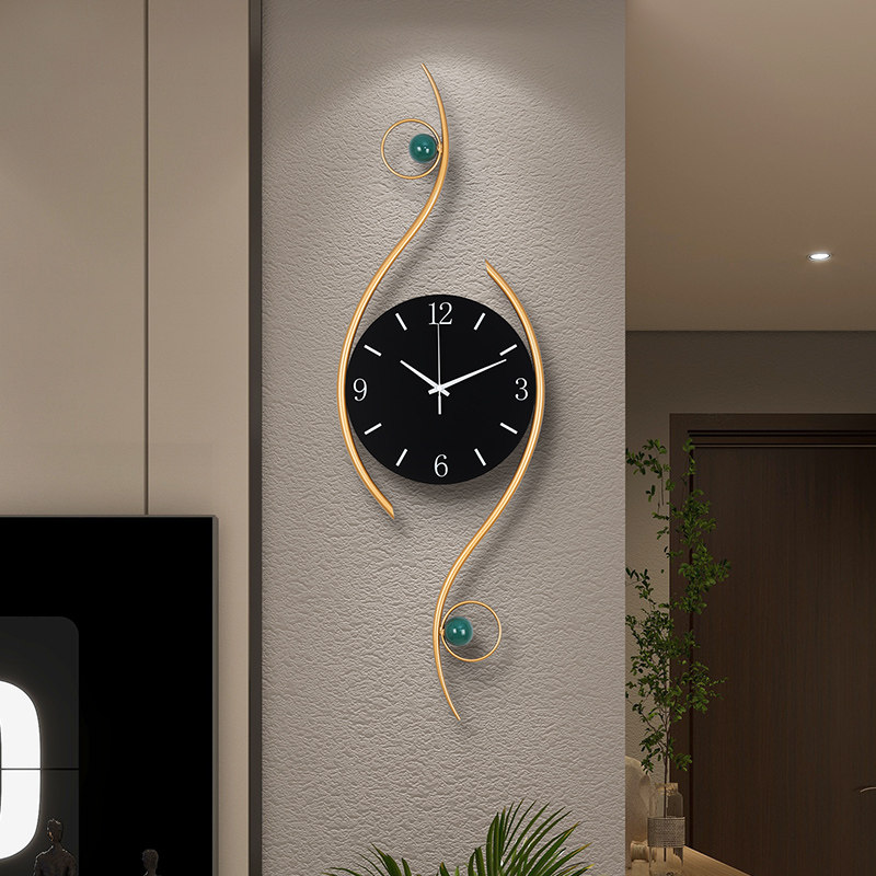 钟表挂钟客厅2024新款家用时尚装饰石英钟现代简约长型免打孔时钟