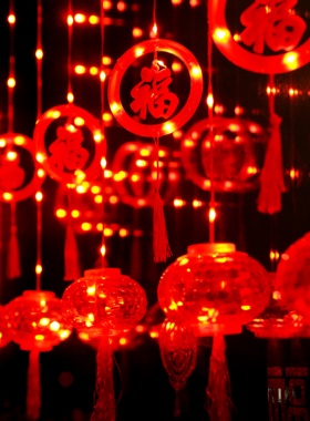 2025新年龙年福字灯串春节装扮窗户阳台装饰灯彩灯闪灯过年红灯笼