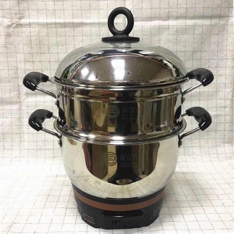 加厚 新食代精品不锈钢小锅20cm电锅/小电火锅/蒸锅1-2人多用锅