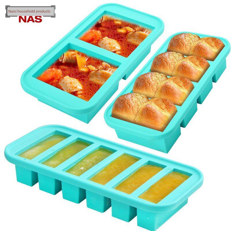 硅胶冷冻模具带盖冷藏食物盒储存盒硅胶冰粒冰格模具制冰盒保鲜盒