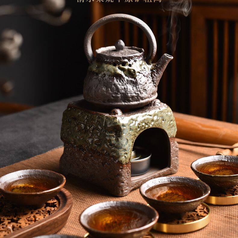 温茶炉提梁壶套装蜡烛明火煮茶暖茶器烘茶提香陶瓷底座保温炉