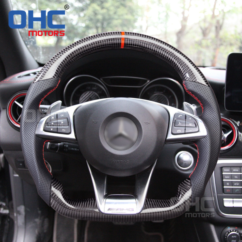 适用于奔驰AMG SLC43 W205 GLC63大G改装AMG碳纤维方向盘汽车中控图片