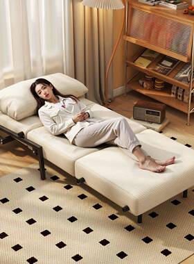 沙床折叠两用推单人发拉床CEM客厅书复房阳台灯芯绒古布艺小户型