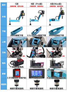 高速攻丝机R-1小29334型摇臂台式伺6服自动万向M30-2电动攻牙机C