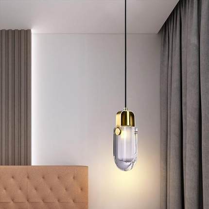 全铜晶卧室床37248吊头小水吊灯后现代客厅背景书简房约轻奢单头