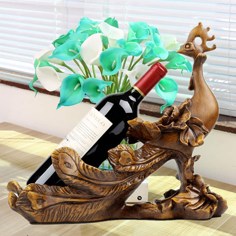 孔雀木创意红酒架摆件乔迁礼物