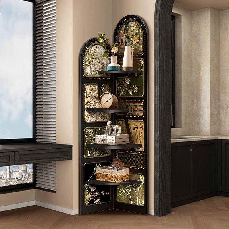 中落地摆件客厅电视古柜旁边墙面转角复柜古置物风架多层三咨询客