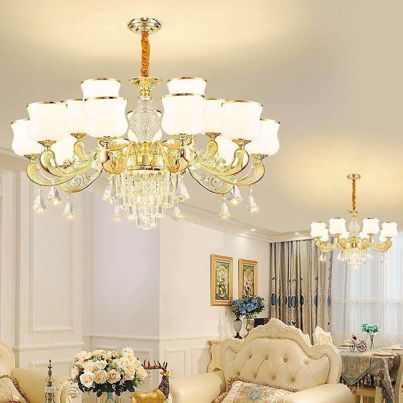 欧式水吊灯客厅676轻灯奢大晶气新款别墅大厅主灯锌合灯金餐厅卧,家装灯饰光源,智能吊灯,淘宝优惠券,粉丝福利购,淘宝优惠卷
