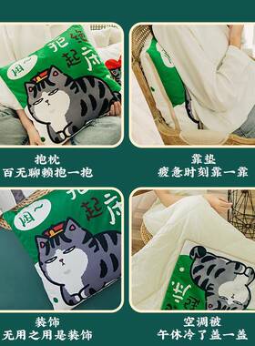 吾皇车汽抱枕被子两用二合一公室沙发客办厅靠垫F765H676毯子女睡