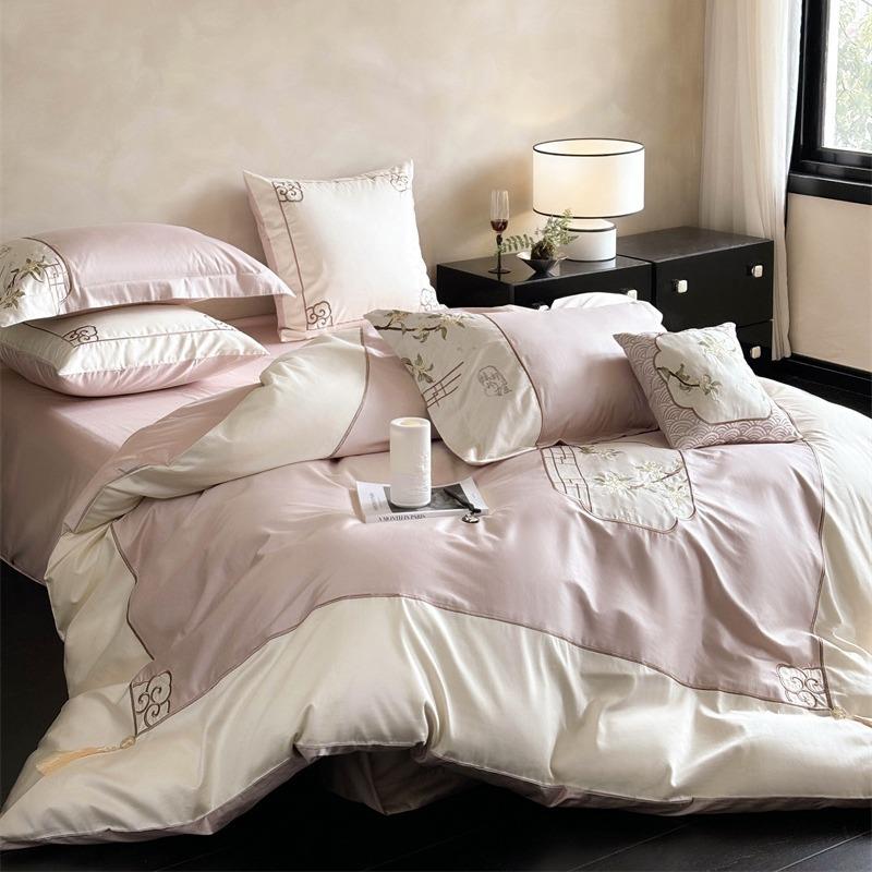 款100支长绒棉纯棉四件套新中式刺流绣新全棉国风床单EOT床苏上用