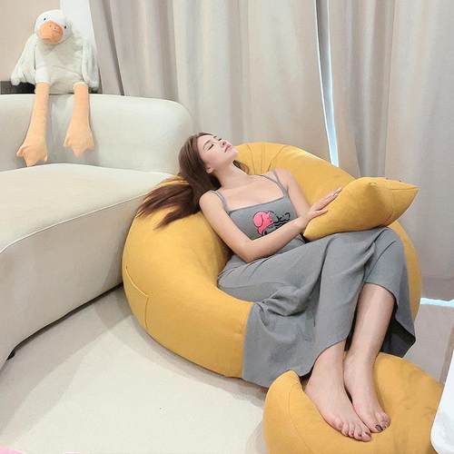0AS1-00018奶油阳风懒人沙发袋榻豆榻卧室台躺米卧单人窝日式儿童