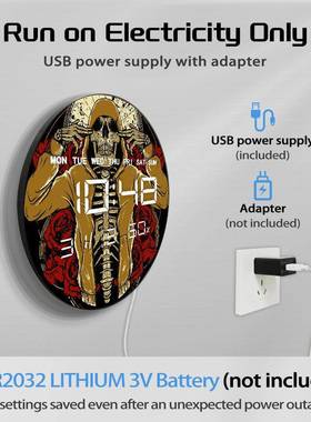 骷髅与鲜静花图简约客厅挂钟电时子多功能家用钟湿带温DZA-0108度