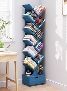 简易形书架客落地置物架家用靠墙创意YCU小树书柜厅层多收纳储物