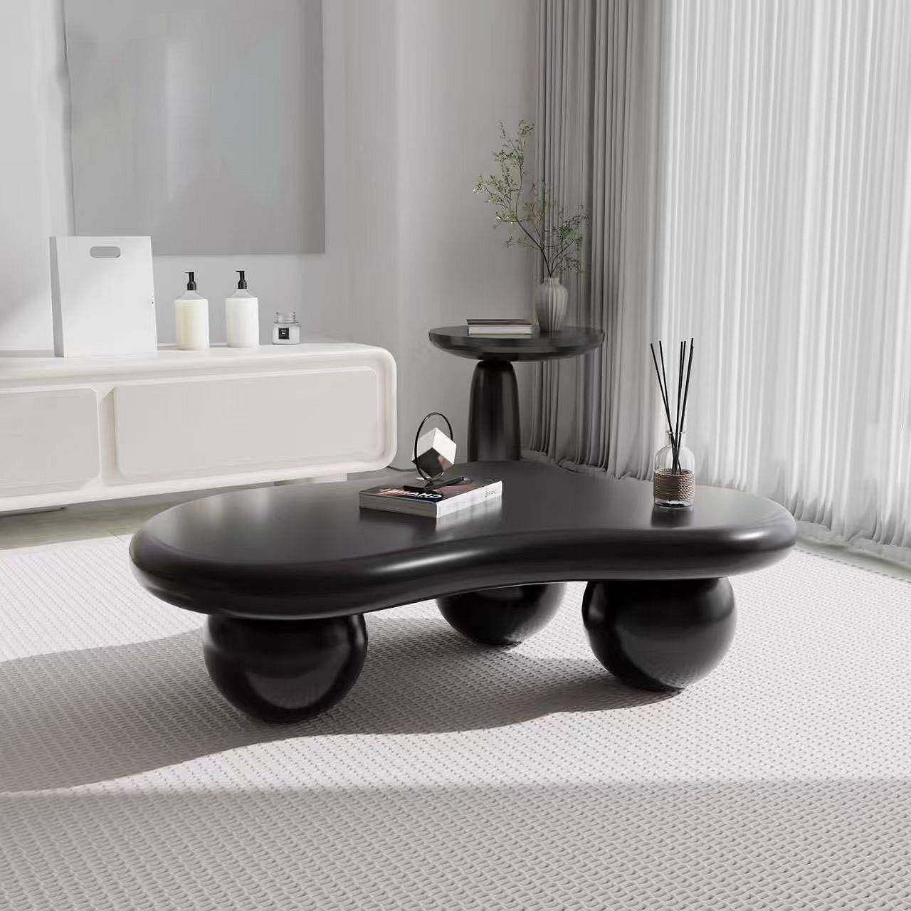 新款圆墩墩黑色云朵茶NFB桌几家约用小户法式轻奢型边几现代简网