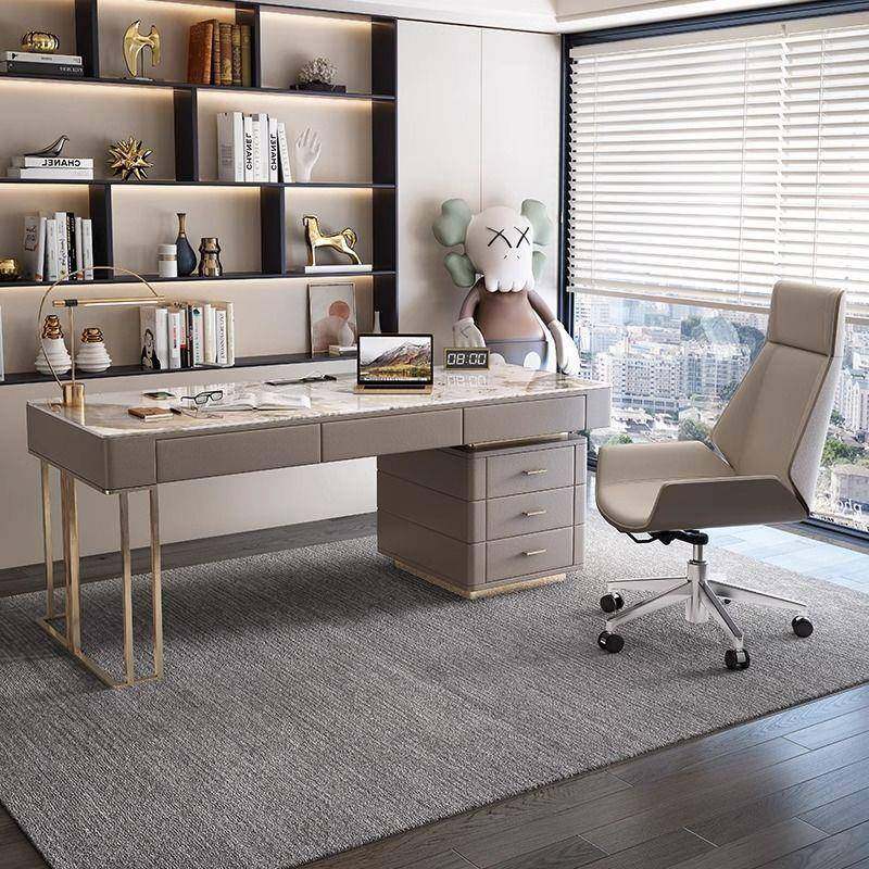 现代约轻岩板ZNH简书桌家用意式设计师电脑桌写高奢端办公室桌椅