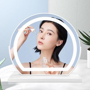 好莱坞半d圆化妆镜台式 桌面le灯梳妆镜挂墙e调d792镜l三色光美妆
