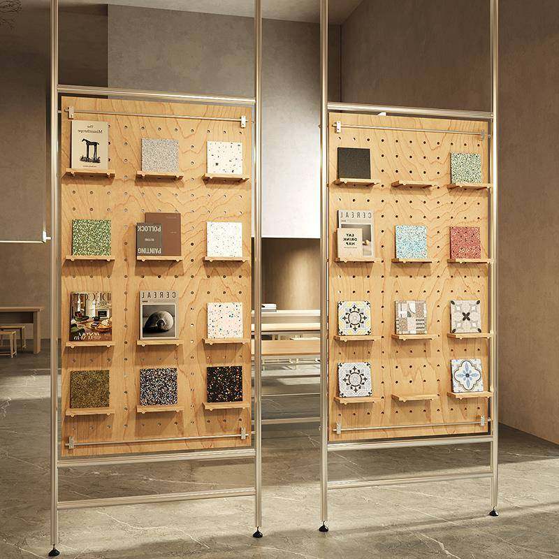 木BLH?桦简洞玄洞板屏风隔断办公室进门关现代约铝型材落地展示架