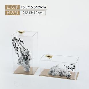 现代新式太湖石摆太湖石客摆件样中房书房茶几透明亚克力家居软板