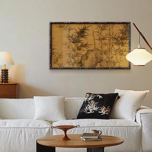 中古风玄关上挂画法式中国风厅画复古YZ202407餐客厅竹柜子壁装饰