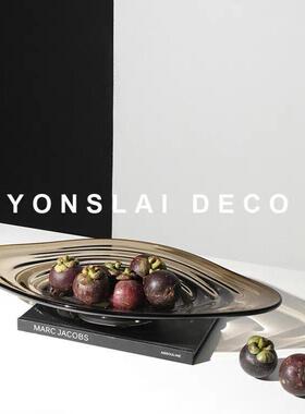 计面HXF师严璃选简设约现代琉璃果盘厚重玻水果盘客厅茶几餐桌创