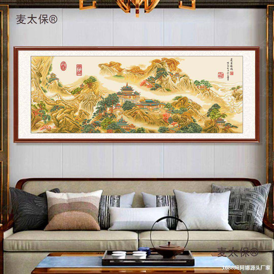 蒙娜丽229境莎蓬莱仙十字2025新款绣线客厅高端大气名画手工麦太