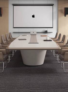 烤漆会议桌约长桌简现代大型洽大谈桌JZ-CZ03轻奢会议室气椭圆形