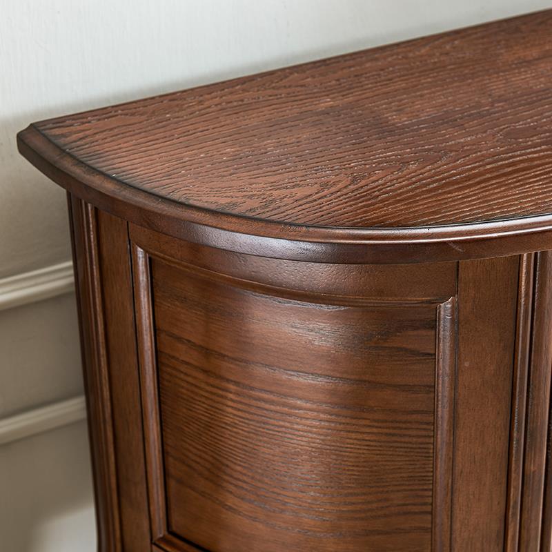 W8美式全实木玄关柜半圆桌户厅PGO柜门欧式置物边走廊入靠墙装饰