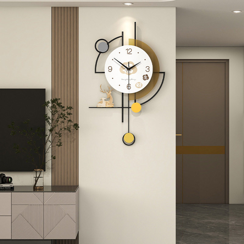 2025新款挂钟客厅高级感家用装饰免打孔时钟挂墙现代餐厅静音钟表